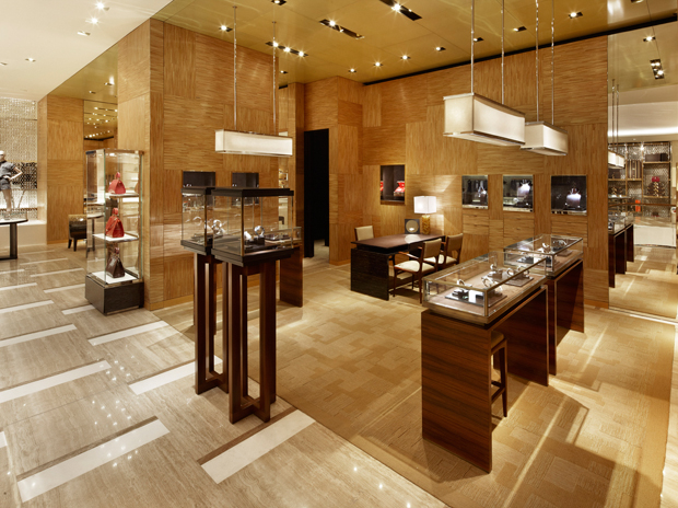Inside view of the first ever Louis Vuitton Maison to open in Italy, in  Rome on January 27, 2012. An emblematic historical cinema in Rome reopens  as a new emblem of fashion